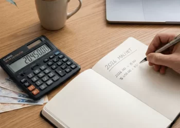 2026 şirket kurma maliyeti hesabını yapan, önünde Türk Lirası ve hesap makinesi olan girişimci.