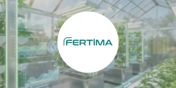 Modern akıllı sera ve otomasyon sistemleri arka planı üzerinde beyaz daire içinde Fertima logosu