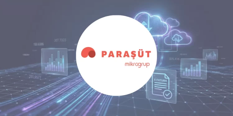 Paraşüt logosu ve arka planda dijital muhasebe, e-dönüşüm teknolojilerini yansıtan Kobi Rehberi kapak görseli.