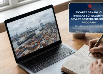 Ticaret Bakanlığı İhracat Süreçleri ve Devlet Destekleri Eğitim Programı başvuru ekranı ve online ders detayları.