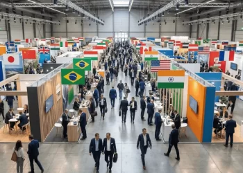 2026 yurt dışı fuar desteği — uluslararası ticaret fuarı stant alanı havadan görünüm