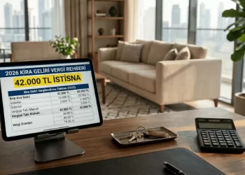 2026 kira geliri vergisinde gider yöntemlerini gösteren profesyonel ofis ve konut konseptli görsel.