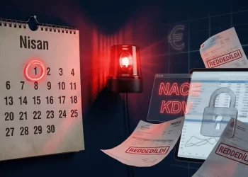 1 Nisan 2026 NACE kodu KDV uyumu zorunluluğunu temsil eden dijital fatura ve takvim görseli