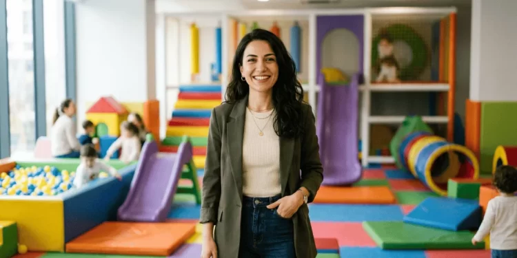 Kadın girişimci çocuk oyun evinde — oyun evi açmak için KOSGEB hibe desteği ve başvuru rehberi 2026