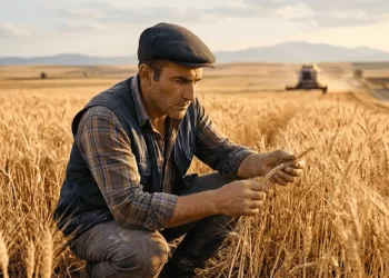 Çiftçi buğday tarlasında hasat kontrolü yaparken — 2026 sertifikalı tohum desteği ödeme tarihi, başvuru takvimi ve birim fiyatlar rehberi