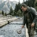kırsal kalkınma desteği -- KKYDP su ürünleri yetiştiriciliği hibe desteği 2026 - alabalık çiftliğinde yetiştirici havuz başında çalışıyor