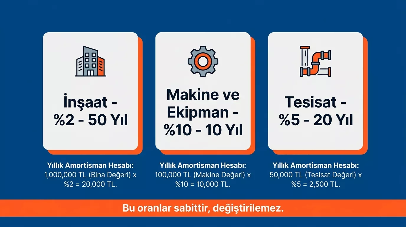 KKYDP 2026 işletme planı amortisman oranları - inşaat yüzde 2, makine yüzde 10, tesisat yüzde 5