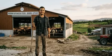 KKYDP 2026 kırsal kalkinma destekleri – kırsal alanda genç çiftçi modern ahır önünde