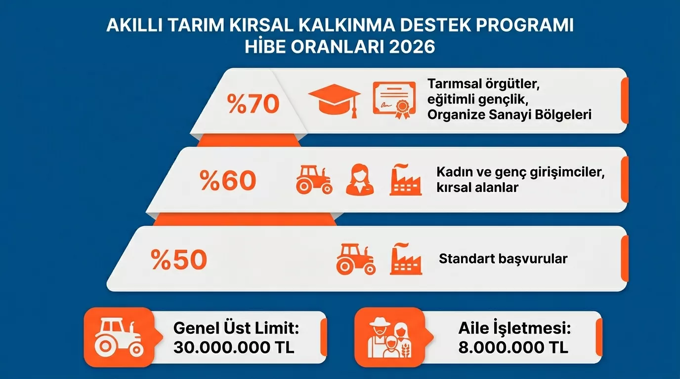 KKYDP akıllı tarım hibe oranları 2026 – yüzde 50, 60 ve 70 kimler için