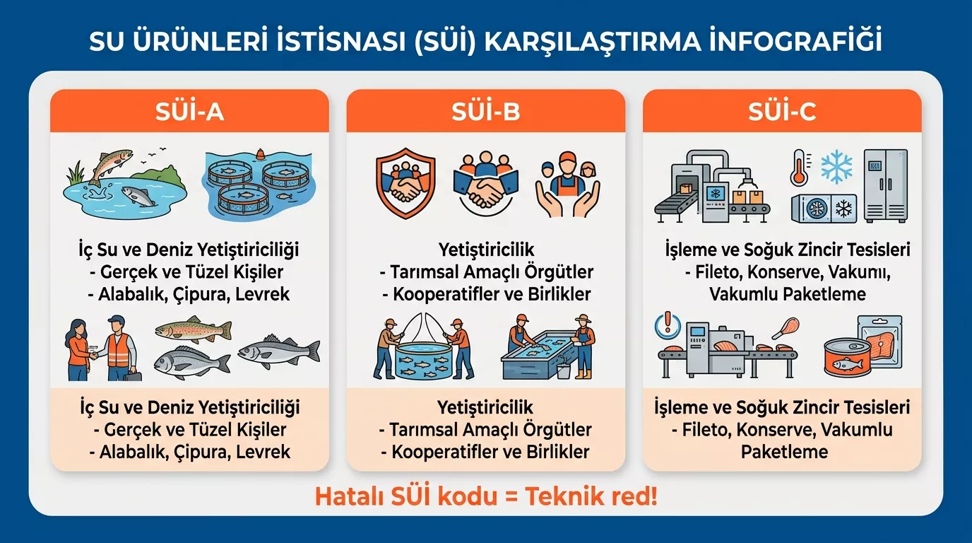 KKYDP SÜİ kodu su ürünleri yetiştiriciliği - SÜİ-A SÜİ-B SÜİ-C kapsam tablosu