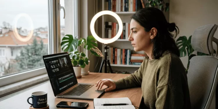 içerik üreticisi evdeki ofisinde laptop başında çalışıyor — sosyal medya istisna belgesi 2026 rehberi