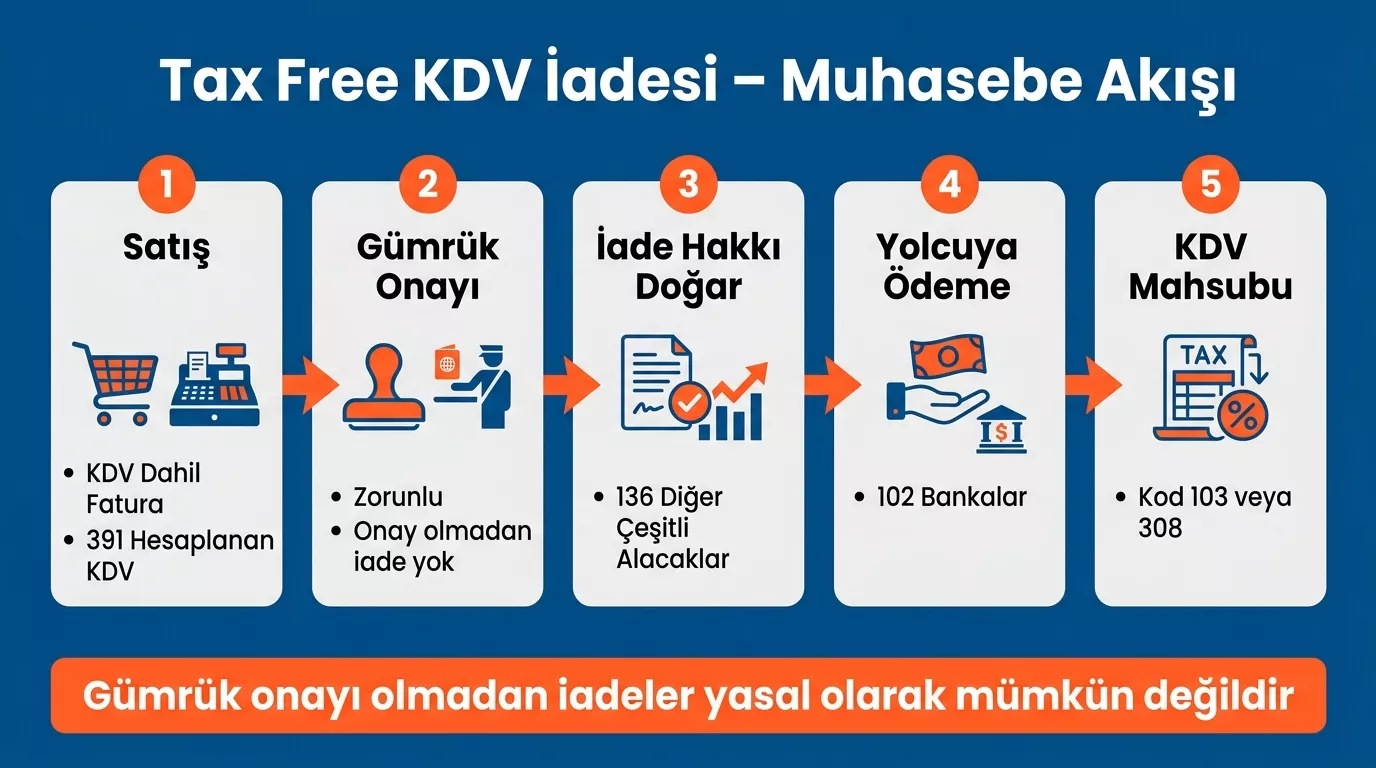 Tax free yolcu beraberi eşya KDV iadesi muhasebe süreci – satıştan gümrük onayına adım adım