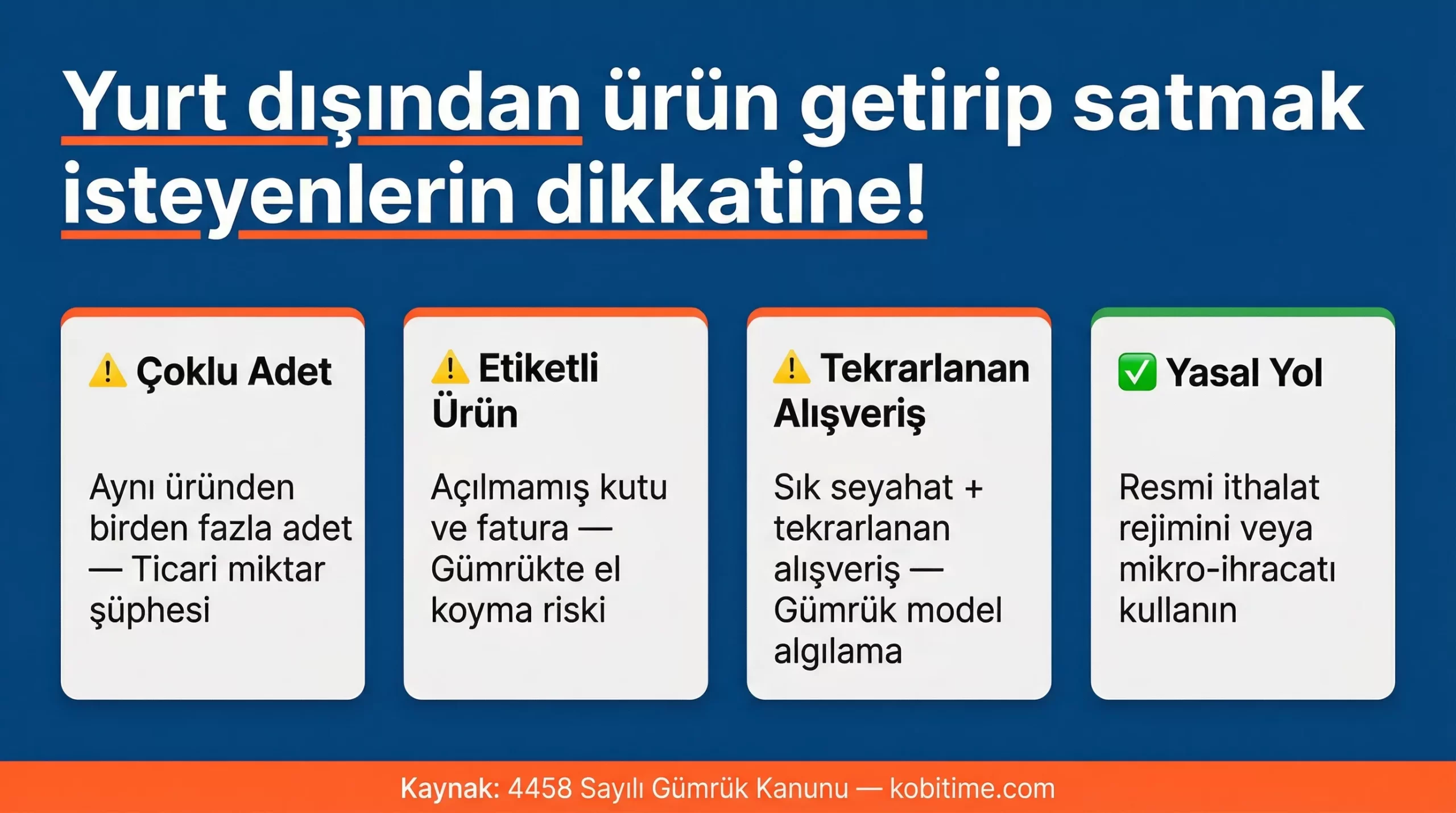 Yurt dışından ürün getirip Türkiye'de satmak isteyenler için gümrük ticari miktar uyarıları ve yasal ithalat yolu