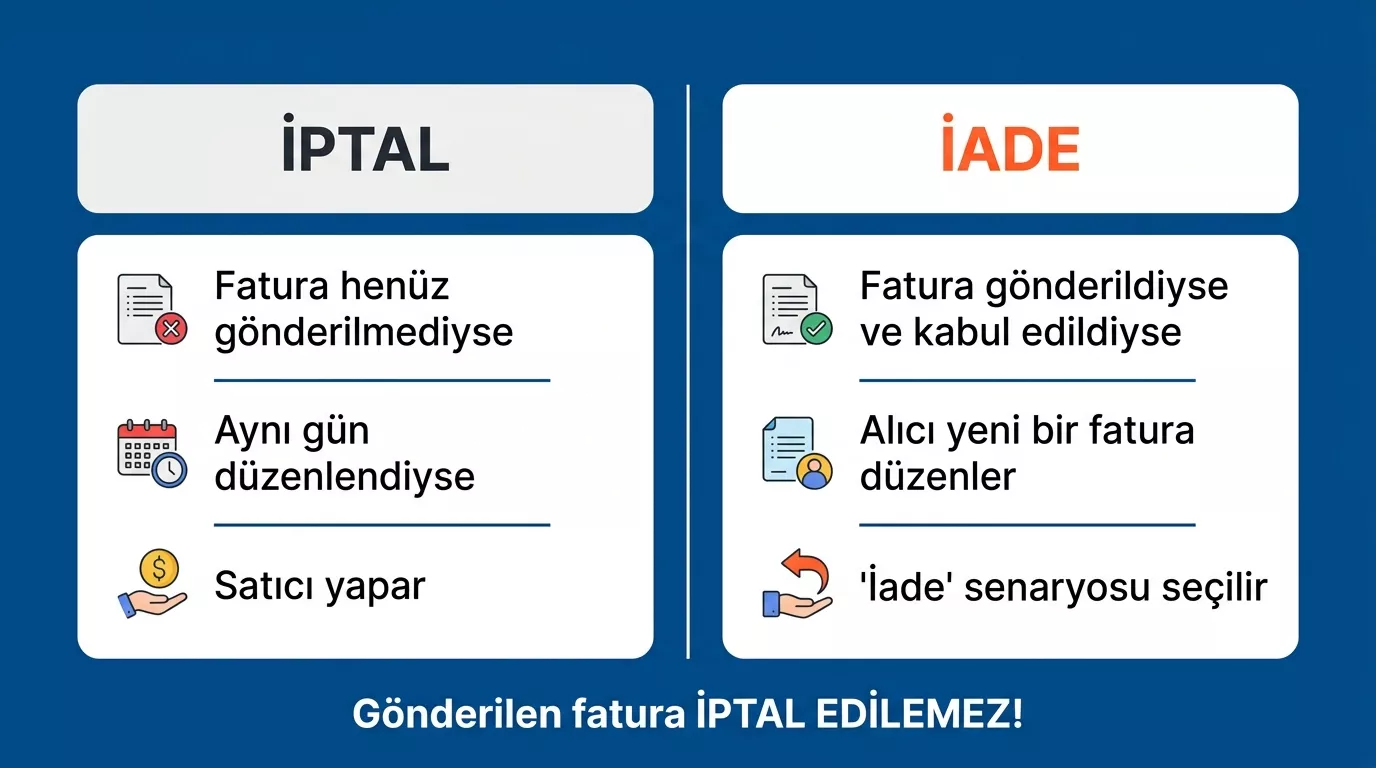 e-fatura iptal ile iade arasındaki fark - hangi durumda ne yapılır
