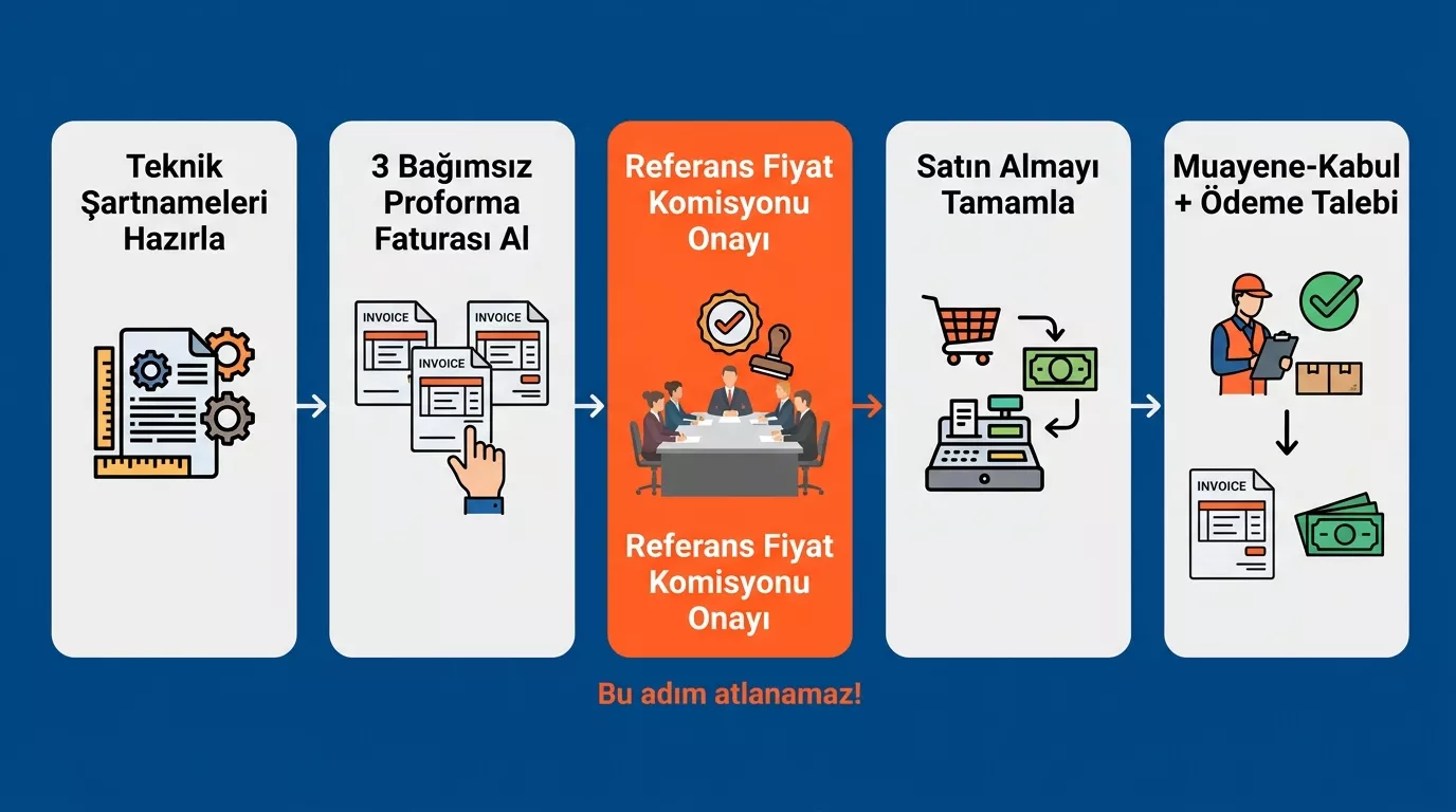 KKYDP satın alma süreci adımları - teknik şartname proforma fatura referans fiyat komisyonu